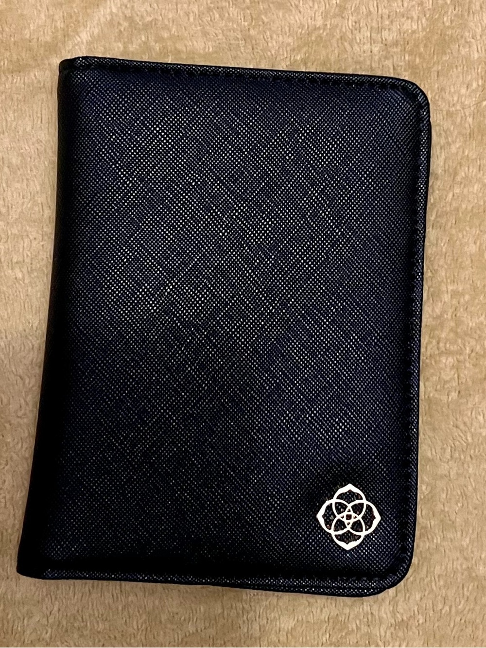Kendra Scott Black Bifold Passport Walllet w/ Logo Accents and Card Slots